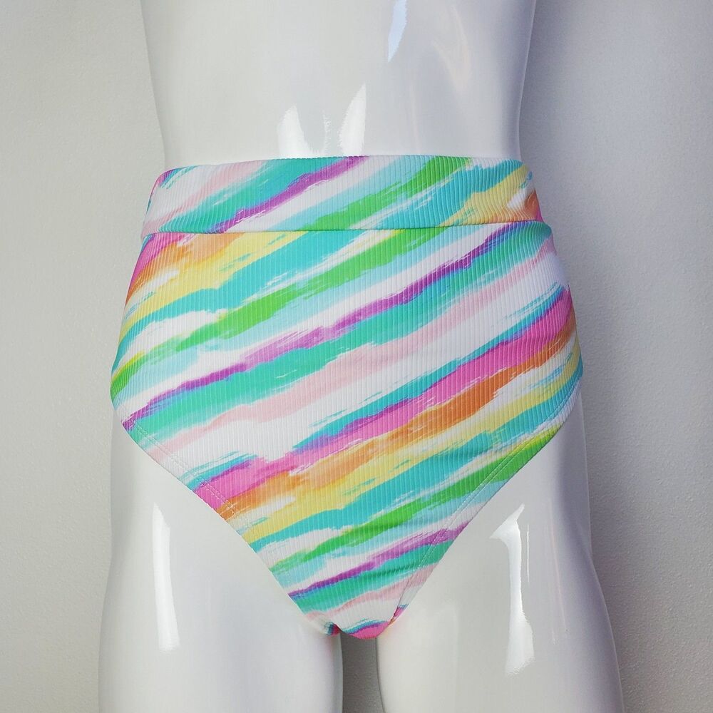 NEW Xhilaration Rainbow High Waist Swimsuit Bottoms